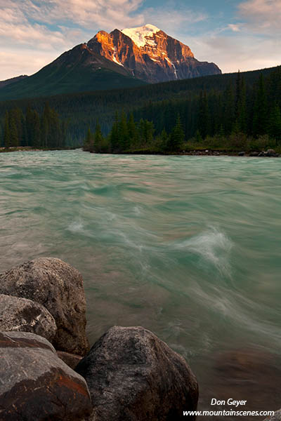 Image of Mount Temple above Bow River