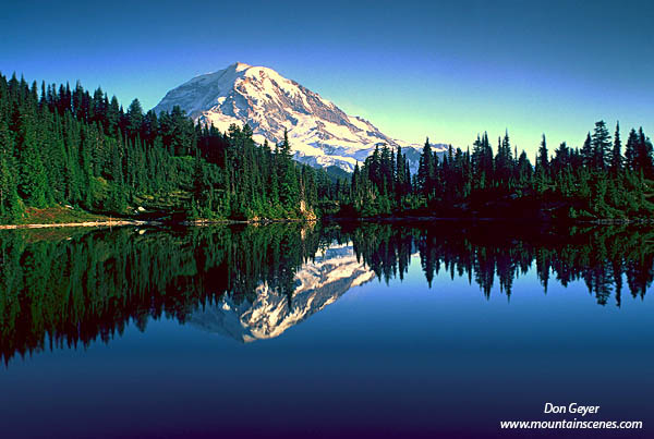 Image of Rainier reflected in Eunice Lake