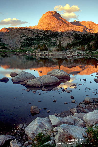 Picture of Evening Light on Elephant Peak above a tarn.