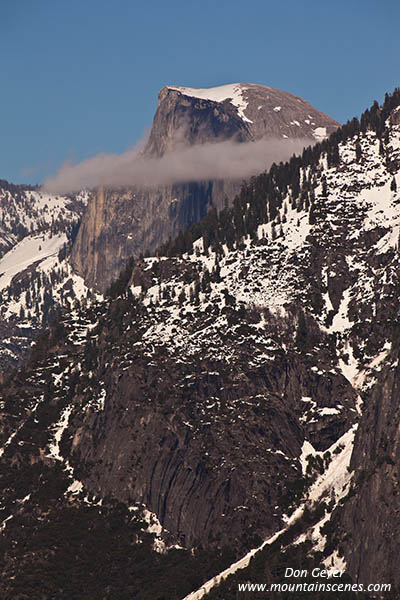 Image of Half Dome with spring snow.