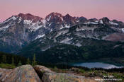 Image of Dumbell Mountain above Lyman Lakes, sunset..