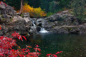 Image of waterfall in Box Canyon in fall, Alpine Lakes