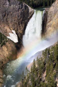 Image of Lower Falls and rainbow, Yellowstone National Park.