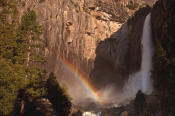 Image of Lower Yosemite Falls and Rainbow.