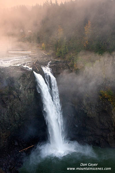 Image of Snoqualmie Falls at sunrise