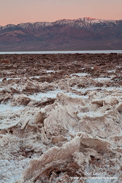 Image of Telescope Peak above Badwater, sunrise, Death Valley