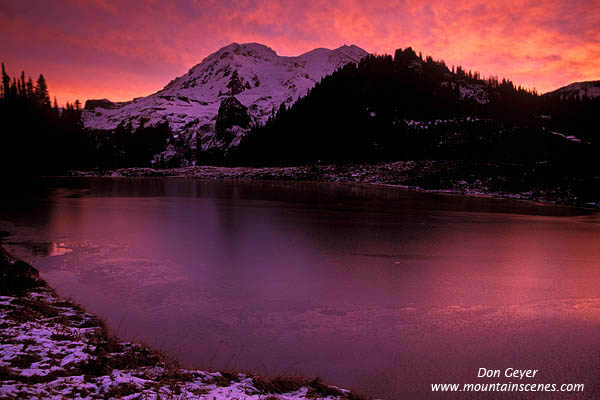 Image of Mount Rainier above Aurora Lake