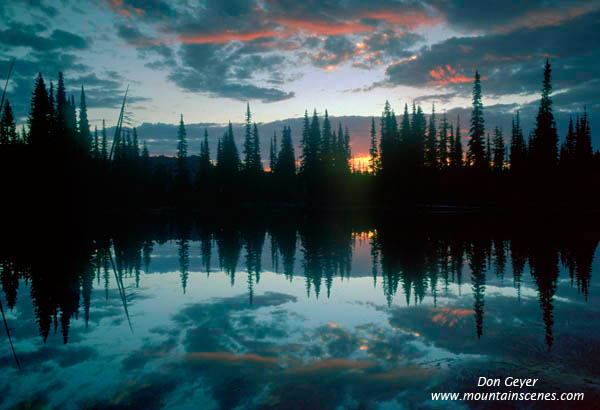 Image of Pink Clouds Reflected in Reflection Lakes