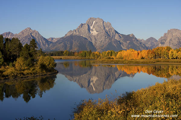 Image of Mount Moran reflection at Oxbow Bend, autumn, Grand Teton National Park