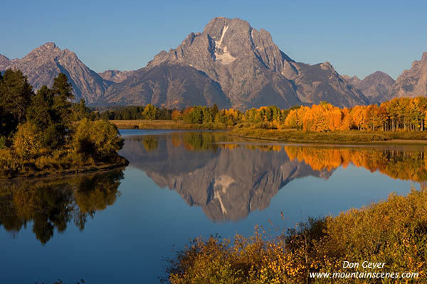 Image of Mount Moran reflection, Oxbow Bend, autumn, Grand Teton National Park