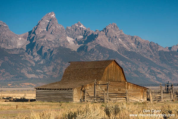 Image of Grand Teton above barn at Mormon Row, Grand Teton National Park