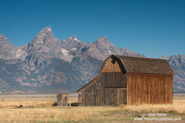 Image of Grand Teton above barn at Mormon Row, Grand Teton National Park