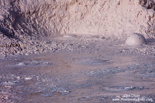 Image of Fountain Paint Pots and bubbles exploding, Yellowstone National Park.