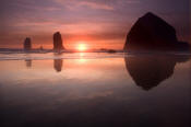 Image of Sunset at Canon Beach, Oregon Coast