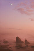 Image of Sunset over sea stacks at Bandon, Oregon Coast