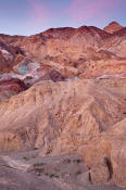 Image of pink clouds above Artist's Palette, sunset, Death Valley