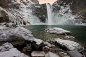 Image of Snoqualmie Falls at Sunrise in winter