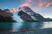 Image of Mount Robson and pink skies above Berg Lake