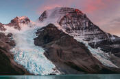 Image of Mount Robson and pink skies above Berg Lake