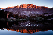 Cloudripper reflected in Sixth Lake at sunrise