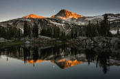 Image of Eagle Cap Peak reflected in Sunset Lake, Wallowas