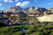 Image of Fremont Peak and Jackson Peak above tarn in Wind Rivers