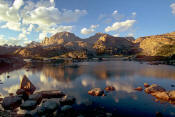 Image of Fremont Peak reflected in Island Lake, Wind Rivers