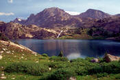 Image of Fremont Peak above Island Lake in Wind Rivers