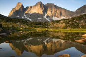 Image of Cirque of the Towers reflected in Lonesome Lake in Wind Rivers