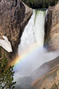 Image of Lower Falls and rainbow, Yellowstone National Park.